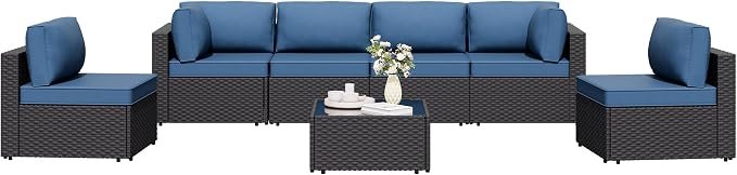 7-Piece Outdoor Wicker Sectional