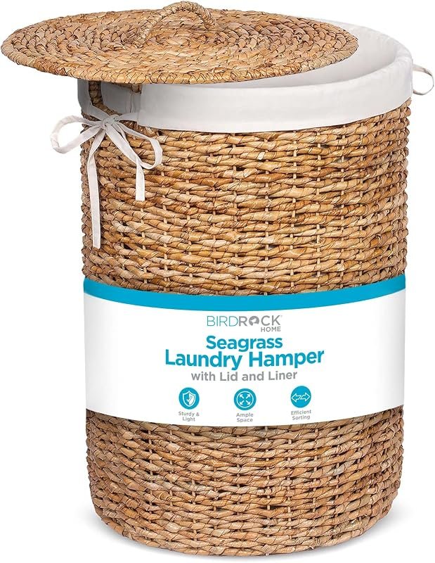 BIRDROCK HOME Seagrass Hamper with Lid