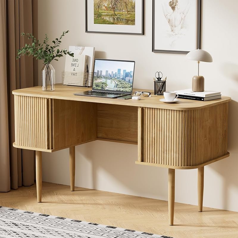 Furniway Sliding Door Storage Desk
