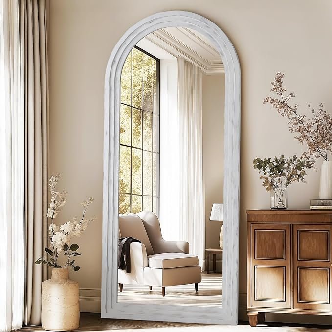 71x32 Inch Large Arched Wood Floor Mirror