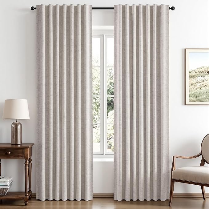 MIULEE Ivory Linen Blackout Curtains