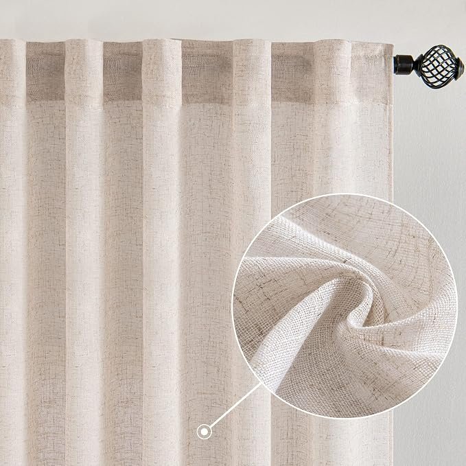 MIULEE Natural White Linen Curtains