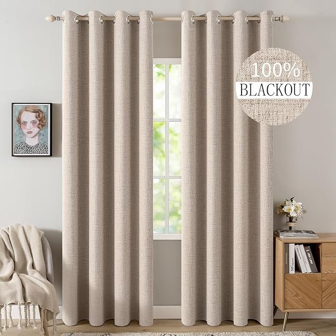 MIULEE Textured Linen Blackout Curtains