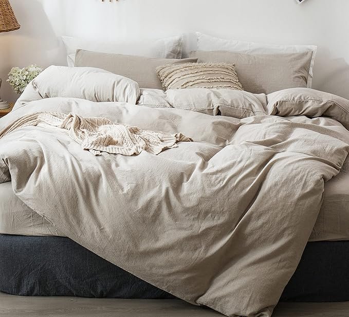 MooMee Washed Cotton Linen-Look Duvet Set