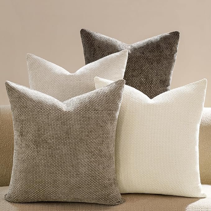 Neutral Chenille Pillow Cover Set of 4