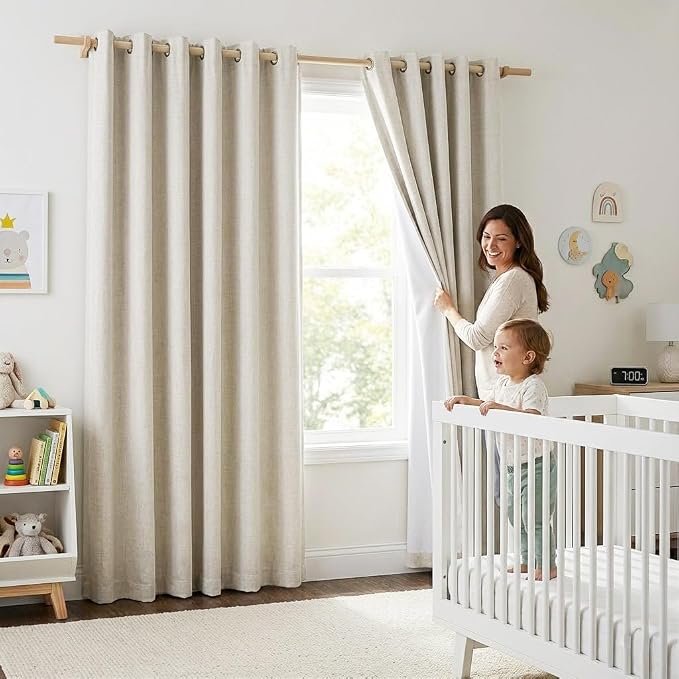 NICETOWN Natural Linen Blackout Curtains