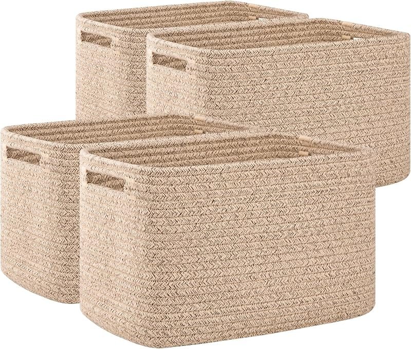 OIAHOMY 4-Pack Woven Storage Baskets with Handles