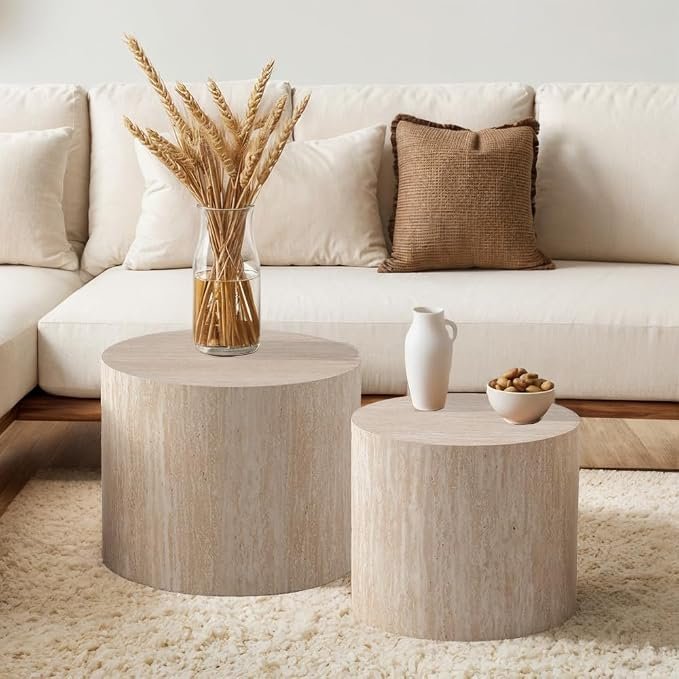 Round Nesting Coffee Table, Set of 2
