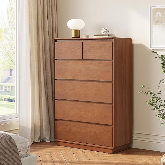 Natural Solid-Wood Mid-Century Dresser