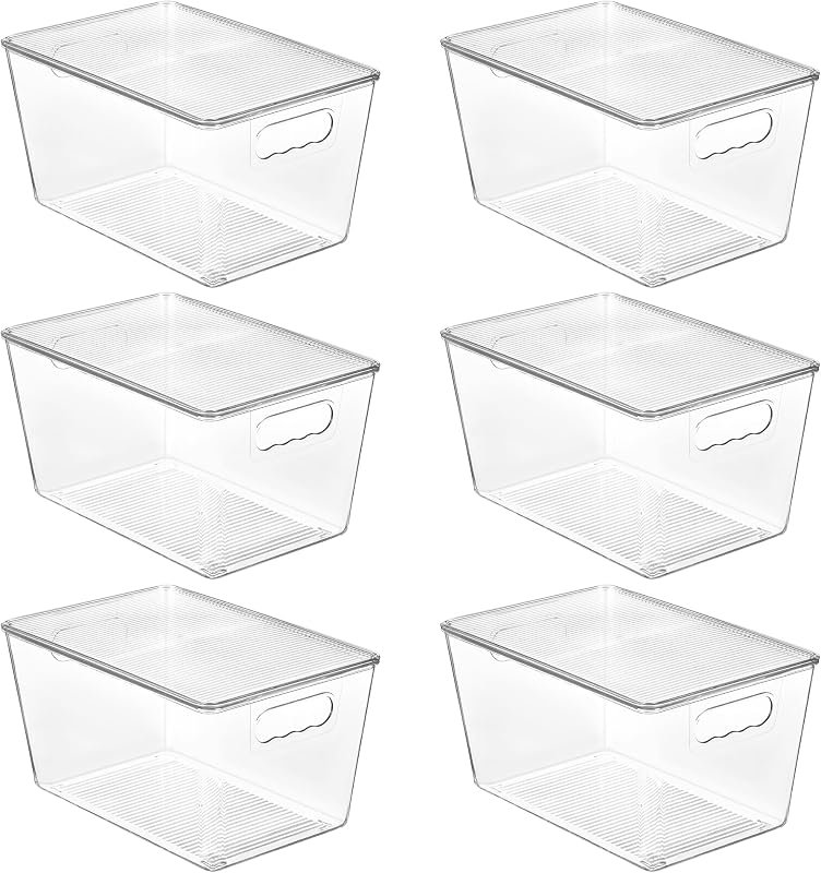 Vtopmart Clear Stackable Bins with Lids, 6-Pack