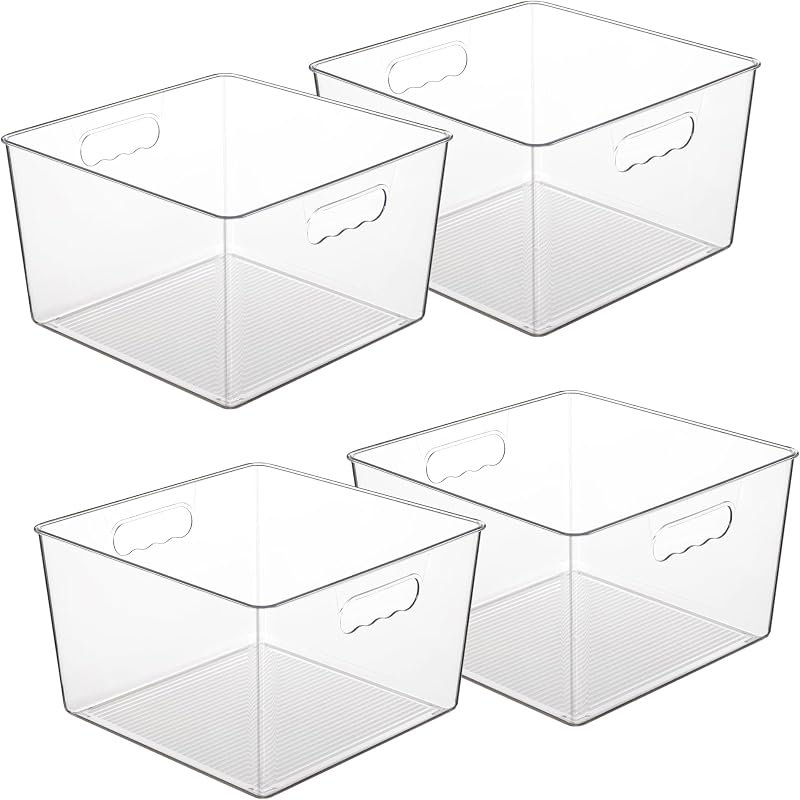 Vtopmart Extra Large Clear Storage Bins, 4-Pack