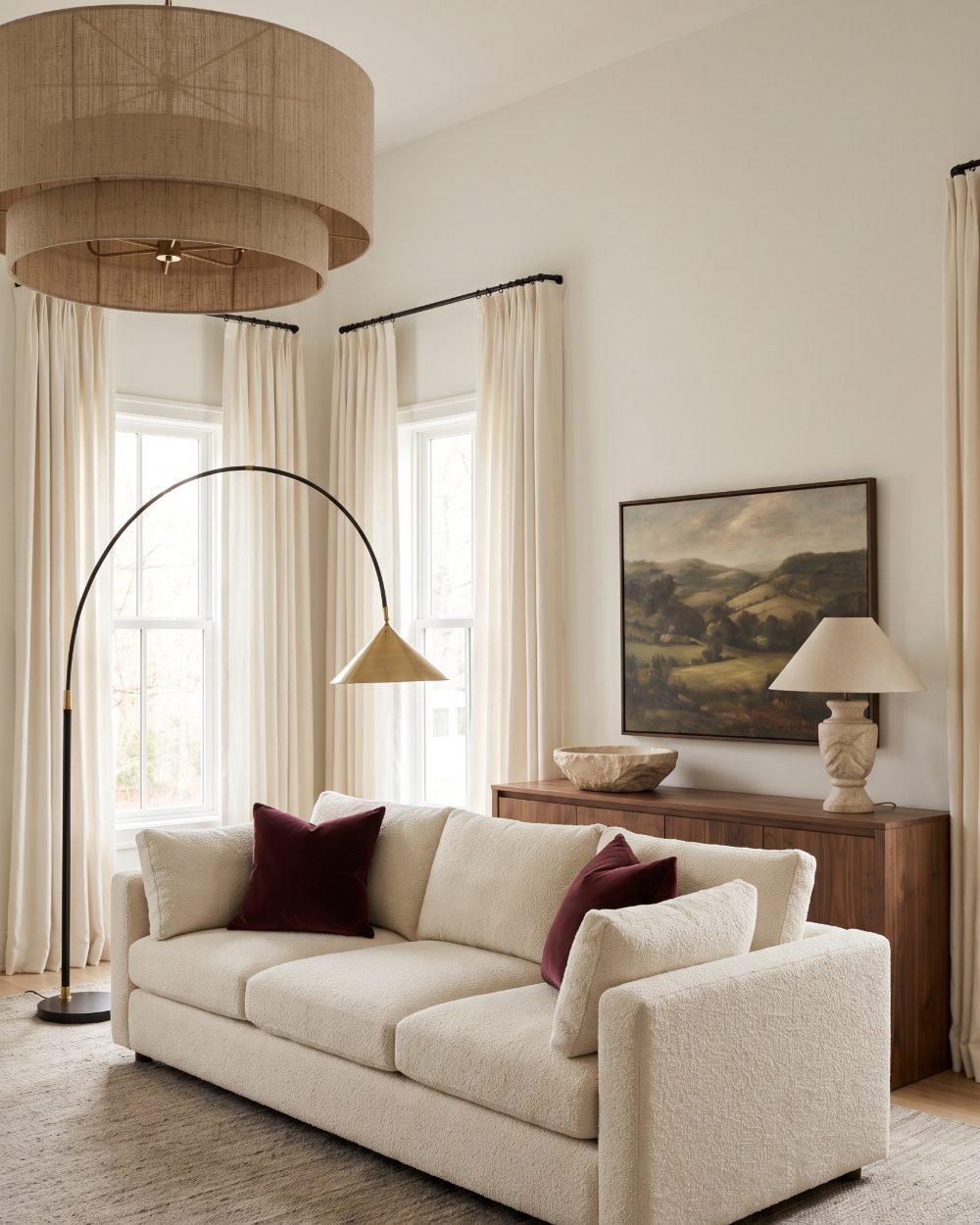 Elevated designer-look living room built from affordable Amazon furniture and decor.