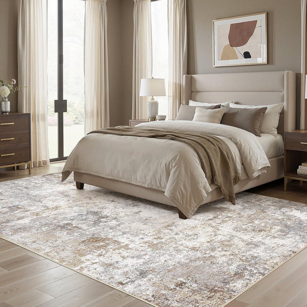 UERMEI Neutral Modern Abstract Washable Rug